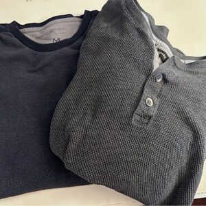 Men's Medium Banana Republic Long Sleeve Shirt Set (Gray and Navy)